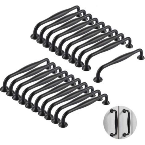 FENOPLASTICA20 Pièces Poignées de Cuisine 128 mm, Poignées de Meubles Boires, Poignées de Porte de Placard, Boutons Poignées Armoire, Poignées en Alliage Aluminium avec Vis, Poignées de Meubles de Cui
