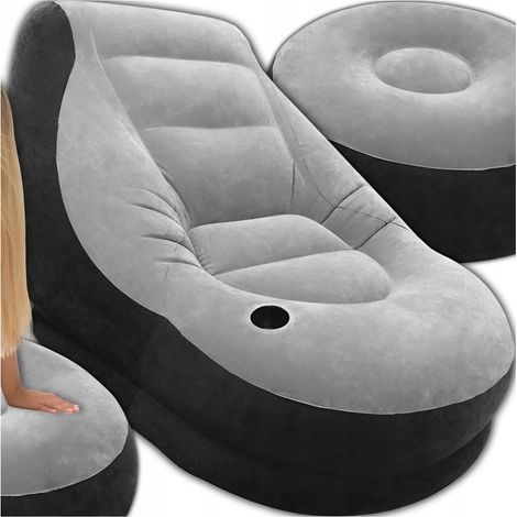 Gartenliege, aufblasbarer Sessel für Strand und Garten mit Fußhocker, Pouf für den Garten (1/5)