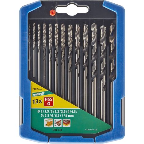 wolfcraft Set di punte per metallo HSS rettificate, Ø 2–8 mm, da 13 pz. I 7102000 I Per forare materiali duri (1/5)