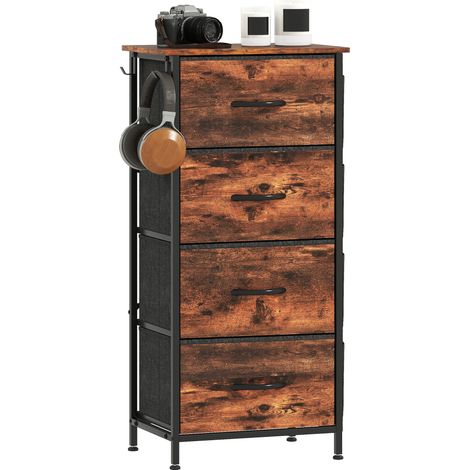 HOMCOM Fabric Chest of Drawers, 4 Drawer Dresser for Bedroom, Rustic Brown (1/5)