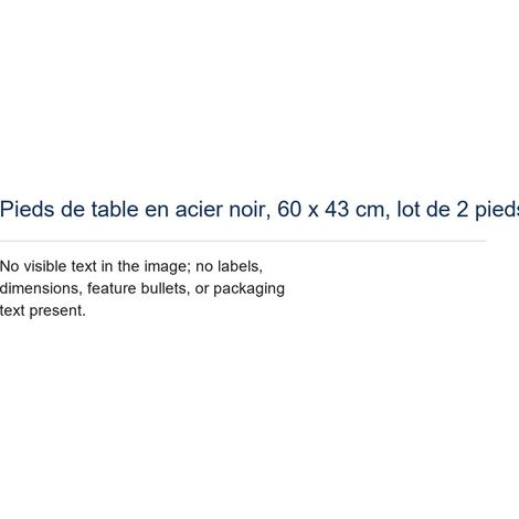Pieds de table en acier noir, 60 x 43 cm, lot de 2 pieds trapézoïdaux réglables avec patins et vis (1/5)