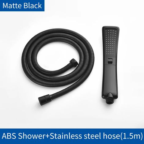 (Douche avec flexible noir) Pommeau de douche à main 2 fonctions effet cascade, douchette haute pression effet pluie, économie d'eau, finition nickel brossé noir, nouveau design (1/5)