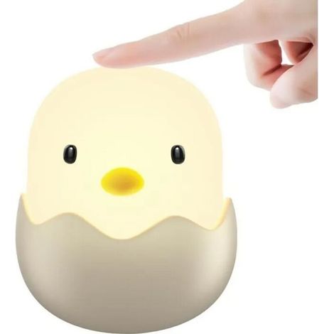 Veilleuse bébé - Veilleuse en silicone en forme de poussin - Rechargeable par USB - Veilleuse LED en forme de coquille d'œuf - Jaune chaud
