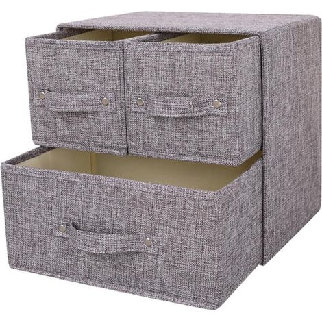 Scatola portaoggetti in tessuto, contenitori portaoggetti con maniglia, organizer per cassetti con coperchio, contenitori portaoggetti pieghevoli, scatola per calzini, biancheria intima, 1 cassetto gr