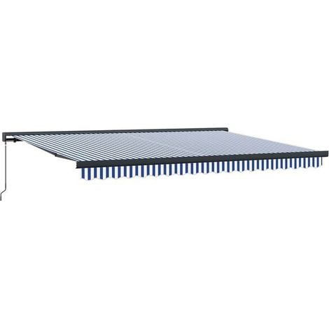 Store banne rétractable, bleu et blanc, 400 x 300 cm (1/5)
