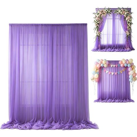Rideau/cantonnière monobloc - rideau drapé - voilage pour tringle à rideaux - fond de scène pour mariage - infroissable - polyester doux et soyeux - idéal pour les anniversaires, les fêtes et autres o