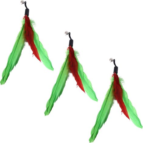 Lot de 3 têtes de rechange en plumes colorées pour jouets pour chats - Plumes jaunes (1/5)