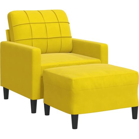 Fauteuil de Salon,Chaise,Fauteuil avec repose-pied jaune 60 cm velours CFW580051 (1/5)