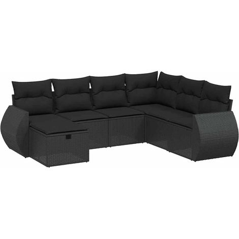 Maison Exclusive - Set Divani da Giardino con Cuscini 7pz Nero Polyrattan