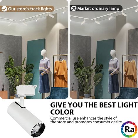 4er LED Schienenstrahler 40W Kaltweiß Weiß, Professionelles Schienensystem, Präsentationsbeleuchtung für Studio, Shop & Ausstellung