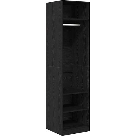Armadio moderno minimalista con vani contenitori interni 50 x 50 x 200 cm realizzato in legno composito di rovere nero 020052446