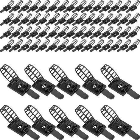 Confezione da 50 fascette per cavi, guide flessibili per cavi, organizzatori di cavi autoadesivi, clip per cavi, fascette regolabili in nylon per ufficio. - AquaForge (1/5)