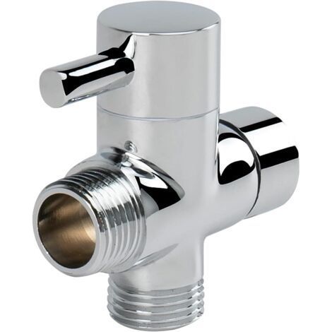 Robinet de douche 3 voies G1/2 en laiton chromé, adaptateur universel pour douche solaire, salle de bain ou jardin (1/5)