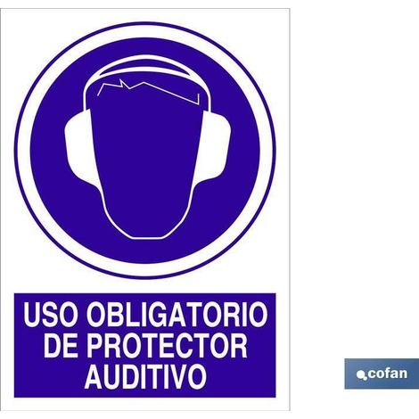 Señal poliestireno 297x210mm uso obligatorio de protector auditivo