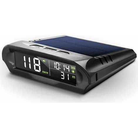 Velocímetro digital GPS solar con pantalla HUD inalámbrica para automóvil con alarma de exceso de velocidad LCD, visualización de KMH/MPH, hora, altitud, temperatura y velocidad.