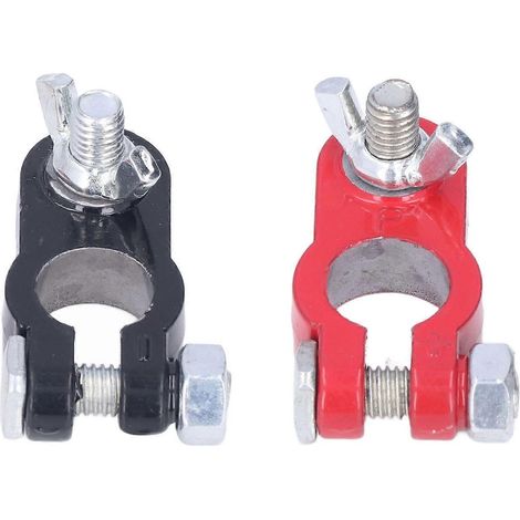 Lot de 2 pinces de bornes de batterie à dégagement rapide, connecteurs universels noirs et rouges pour voitures, camions et bateaux (1/5)