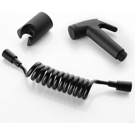 Kit pulvérisateur bidet acier noir pour toilettes, douchette plastique avec tuyau PVC