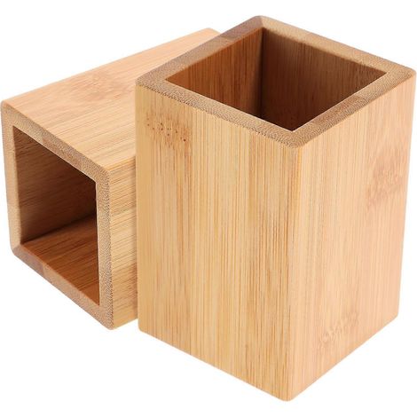 Lot de 2 porte-stylos en bambou, boîtes de rangement pour stylos et crayons de table (1/5)