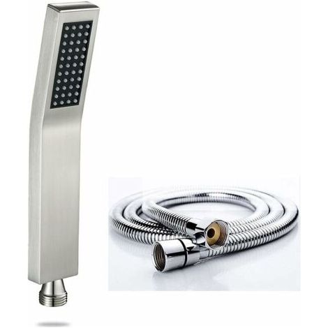 Pommeau de Douche avec Tuyau, Pommeau Douche + 1,5 M Tuyau de Douche Flexible, Haute Pression Douchette Pommeau Economiseur d'eau, Douchette Pommeau Acier Inoxydable, 1 Modes (Carré) (1/5)