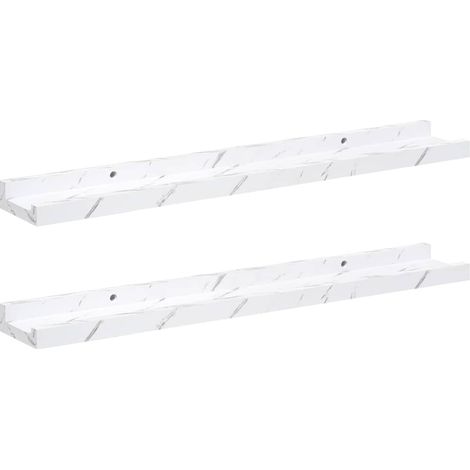 Étagère Murale avec étagère 2 pcs Étagères flottantes Marbre blanc 60 x 9 x 3 cm (1/5)