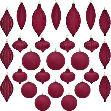 Boules de Noël en Velours Assortis, Accrochables, Élégants Boules de Noël en Velours Décoration Vacances d'hiver, mariage, anniversaire, fête familiale, (1/5)
