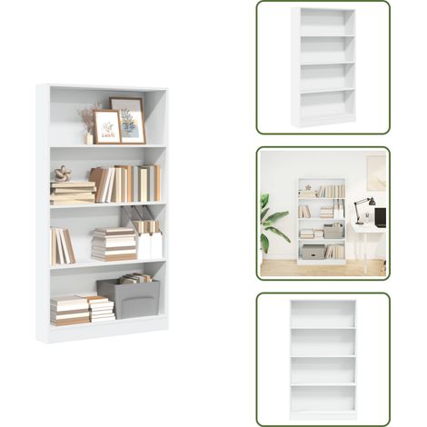 Bibliothèque blanc 80x24x143 cm bois d'ingénierie - Bibliothèque - Bibliothèques - Étagère À Livres - Armoire De Rangement (1/5)