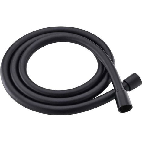 Tubo doccia in PVC nero antideflagrante da 2 m, anti-attorcigliamento e a prova di perdite, adatto a tutti i soffioni doccia. (2 m)