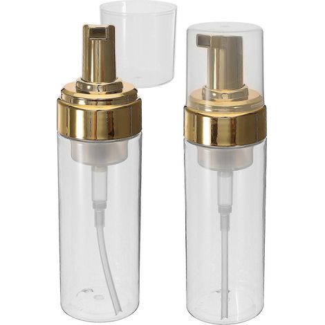 Set mit 2 leeren, matten, transparenten Kosmetikflaschen zur Aufbewahrung von Gesichtsreiniger – 17,00 x 4,60 x 4,60 cm – Gold (1/4)