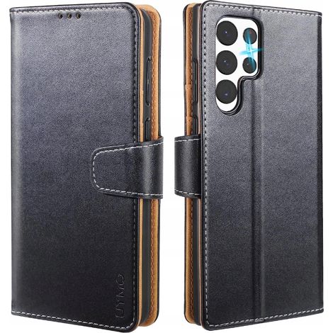 CUSTODIA CHIUSA NERA PER SAMSUNG GALAXY S22 ULTRA CON COVER MARRONE (1/4)