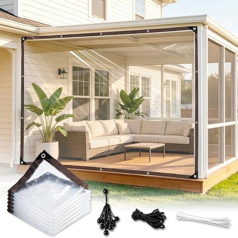 Bâche imperméable transparente avec œillets pour extérieur - 3 x 4 (1/5)
