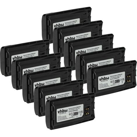 vhbw 10x Akku kompatibel mit Motorola RMV2080, XT660, RVA50, XT600, XT600d, XT460, XT420, XT220 Funkgerät, Walkie Talkie (2100 mAh, 3,7 V, Li-Ion)