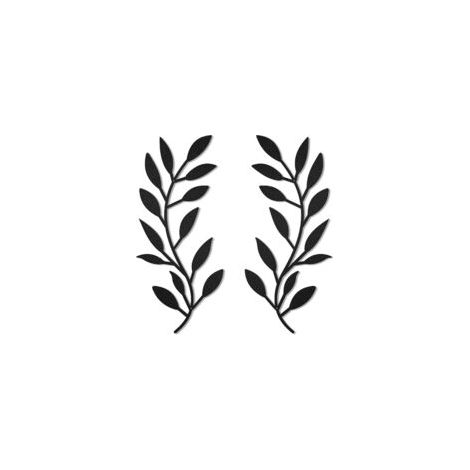 Decorazione murale in metallo a forma di foglia d'albero, 2 pezzi, ornamento murale a forma di ramo d'ulivo e foglia, scultura da appendere alla parete (nero) - Crezuo