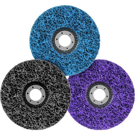 Set mit 3 CSD-Scheiben – 125 mm – Reinigungsscheiben – Grobe Reinigungsscheibe – Nylon-Tuchscheibe – Farbentfernung für Winkelschleifer (1/5)