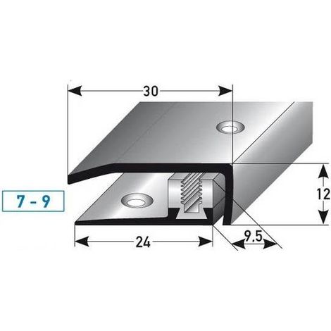 Abschlussprofil / Abschlussleiste Laminat "Davidson", Höhe 7 x9 mm, 30 mm breit, 3-teilig, Edelstahl, gebohrt, Flex-900 (1/2)