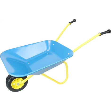 Brouette pour enfant en métal - Bleu et jaune - LInxor