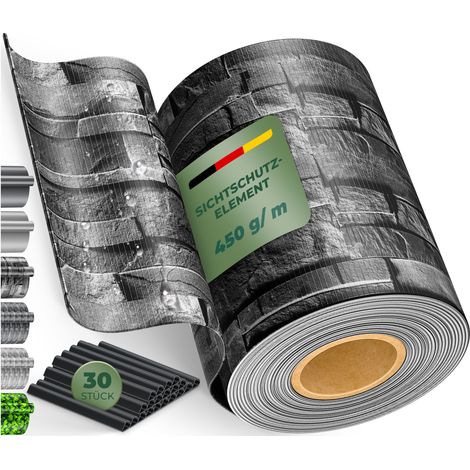 KESSER® PVC Sichtschutzstreifen Sichtschutz Rolle Doppelstabmatten Zaun Blickdicht Wetterfest und Windschutz Zaunfolie Sichtschutz Garten 70 m / Schiefer - Anthrazit