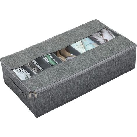 Schuhaufbewahrung für unter das Bett, 60 x 33 x 14 cm, große Aufbewahrungseinheit für unter das Bett aus Vliesstoff (Grau) (1/5)