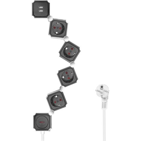 LOGILINK LPS276U - 4 SOCKEL MEHRFACHSTECKER MIT SCHUTZKONTAKT (CEE 7/3) + 2 EINSTELLBARE USB-A SCHNELLLADEANSCHLÜSSE D (1/5)