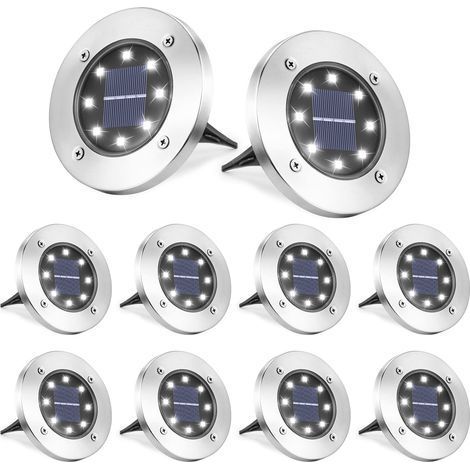 8 Pièces LED Lumière Solaire Extérieur-Lampe Solaires Jardin Au Sol-Blanc Froid Pelouse Lumière (1/5)