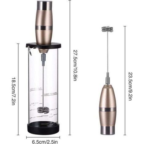 Pair Elektrischer Milchaufschäumer – Multifunktionaler Mini-Handmixer mit Messbecher und Batteriebetrieb – Ideal für Matcha, Latte, Cappuccino und heiße Schokolade – Schwarz