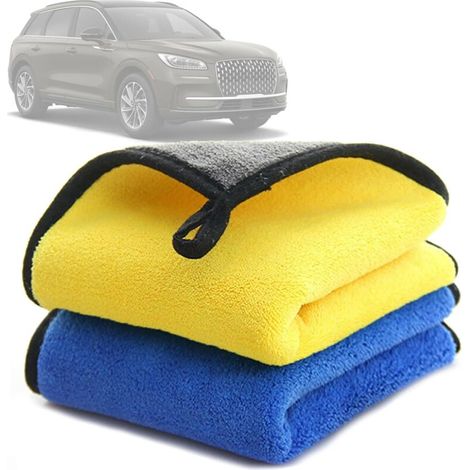 Set mit 2 ultra-saugfähigen 500-g/m²-Mikrofasertüchern für Autos – Ideal zum Reinigen, Waschen und Trocknen von Autos, Motorrädern und Haushalten – Streifenfrei, weich und wiederverwendbar, 30 x 40 cm