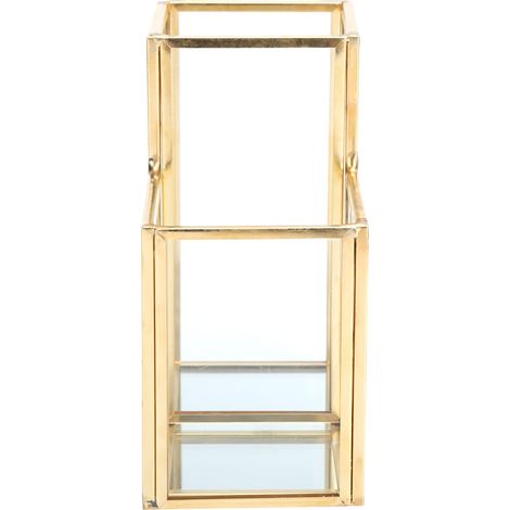 Pot de rangement en verre pour jardin, colonne polygonale, barre en laiton doré soudée, boîte à fleurs (1/5)