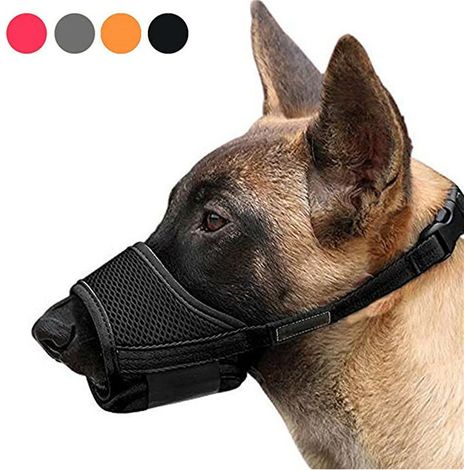 EASYCOMFORT XL, Noir, Muselière pour Chiens Muselière Souple Réglable pour Chiens Nylon, Museliere Anti AboieMent Anti-Morsure, Moyens et Museliere Petit Chiens (1/5)