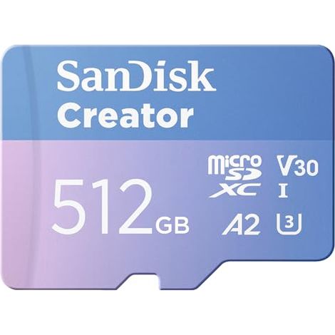 FOR SANDISK 512GB Creator microSD Card + Adapter, Up to 190MB/s Read Speeds