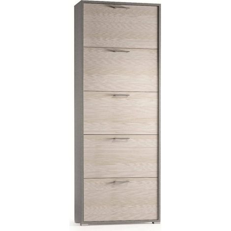 Dmora - Schuhregal Dmiano, Mehrzweck - Eingangsmöbel mit 5 Klapptüren, Schuhschrank mit doppelter Tiefe, 100% Made in Italy, 67x28h183 cm, Lärche