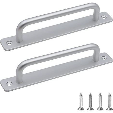 Lot de 2 poignées de porte de grange - Ensemble de poignées en alliage d'aluminium avec vis - Poignées de porte pour armoire, cuisine, etc. (1/5)