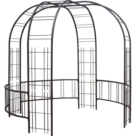 Kiosque de jardin fer vieilli 265x250 cm – Tube carré 25 mm – Acier époxy résistant au gel et UV – Montage simple par emboîtage – Louis Moulin