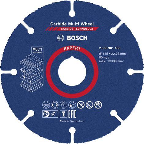 Bosch – Trennscheibe gerade 115mm – 2608901188 – für Winkelschleifer – Schneidet Holz, Kunststoff, Metall – Hohe Lebensdauer durch Carbide Technology (1/5)