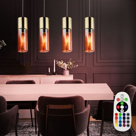Lampada a sospensione da soffitto REMOTE CONTROL lampada a sospensione in vetro ottone dimmerabile in un set di lampadine LED RGB (1/5)