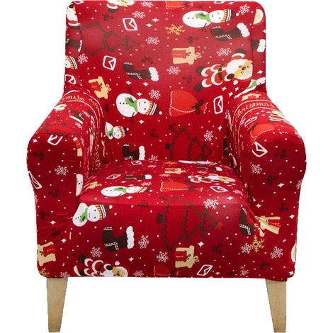 Xmas Armchair Cover Polyester Decorative Festive Single Couch Cover for Living Room (1/2)